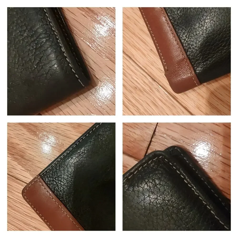 Authentic CD Christian Dior Vintage Leather Bifold Wallet Colorblock